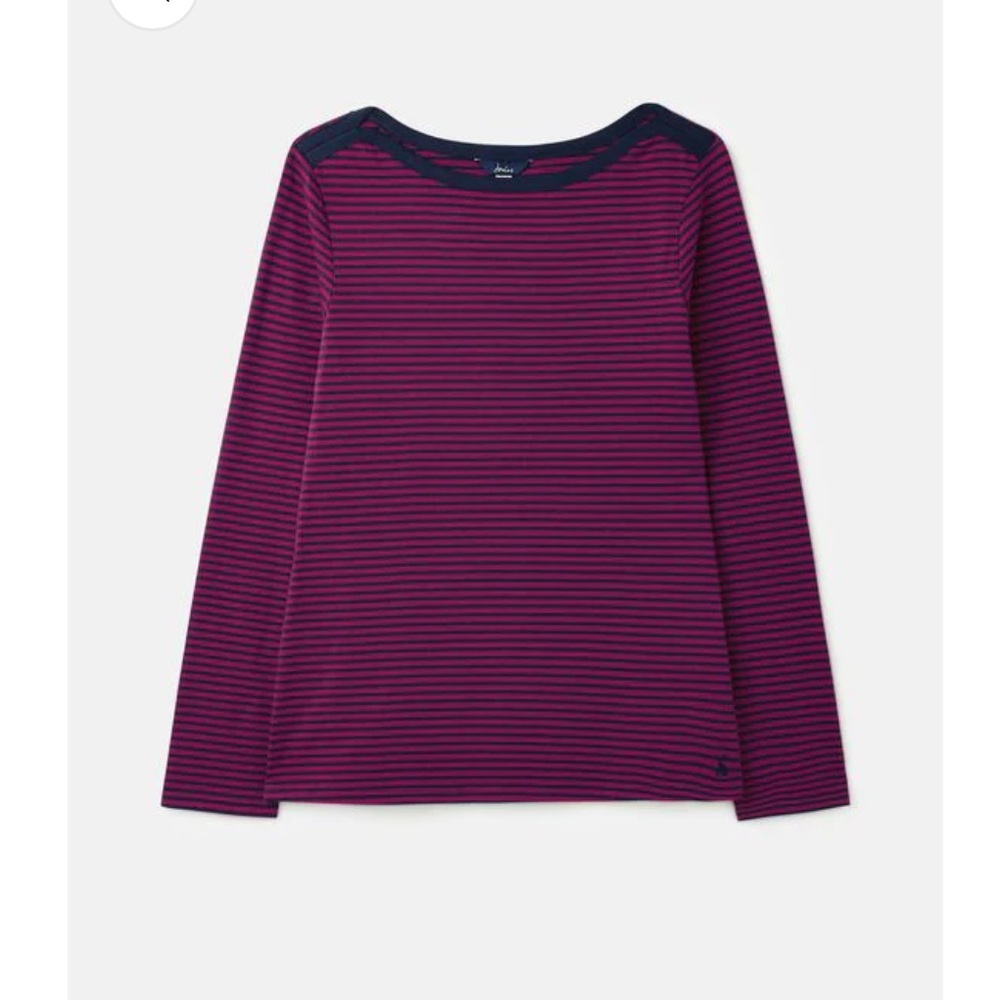 Joules Shelby Envelope Neck Jersey Top Navy Berry Stripe